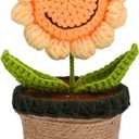 QUELIEN Crochet Sunflower Gifts for Women,Artificial Crochet Flowers for Decoration,Handmade Sunflower Pot for Home Office Desk Car Dashboard Decoration