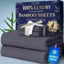 DECOLURE 100% Viscose Derived from Bamboo Sheets King Size 4pcs - Ultra Soft & Luxuriously Cooling, 17" Deep Pocket, Double Stitching, Perfect for Hot Sleepers - King Bed Sheets (Grey)