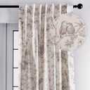 Maison d' Hermine Curtains for living room 100% Cotton 96 inch length One Panel Light Filtering Toile Curtains for Bedroom Windows with rod and loop Pockets Drapes (Jouy Paradise Beige, 50"W x 96"L)