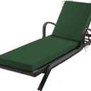 Chaise Lounge Cushions Outdoor, 80x 26x 3 Inch Waterproof & Fade-Resistant Lounge Chair Cushion, Outdoor Chaise Cushion with Removable Cover & Ties for Lawn, Patio, Pool & Beach, Forest Green