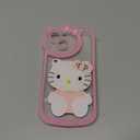 Cute Cartoon Designed for iPhone 15 Case, 3D Bow Kawaii Cartoon Cat Case with Mini Makeup Mirror for Girls Women Soft Silicone Clear Shockproof Phone Cover for iPhone 15 6.1", Pink