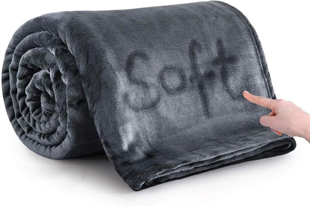 MOONLIGHT20015 Queen Size 90x90 Inch 400 GSM Super Soft Dark Grey Fleece Blanket