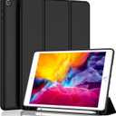 iPad 9.7 Case (2018/2017 Model, 6th/5th Generation), Smart Cover with Pencil Holder and Soft Baby Skin Silicone Back and Full Body Protection, Auto Wake/Sleep Cover (Black)