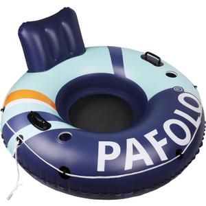 Inflatable River Tube Float, 53Pool Float Adult, River Tubes for Floating Heavy Duty with Mesh Bottom, Water Tubes for Beach Lake Rafting, Comfortable Backrest & Cup Holders,450 lbs Weight Capacity (Blue and Green)