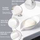 Soap Dish 2PCS, Self-Draining Bar Soap Holder, Leaf Shape Ceramic Drain Soap Dishes for Bathroom Kitchen, Easy to Clean Keeps Soap Dry, White, ANTIS'S HOME