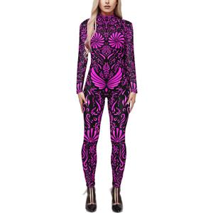 Womens Casual 3D Printed Cosplay Costume Bodysuit Long Sleeve Jumpsuit