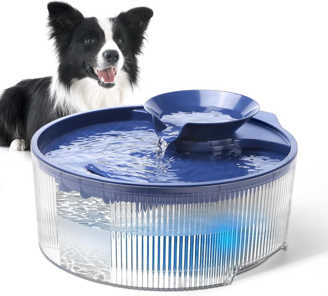 170oz/5L Dog Water Fountain, Large Extra Quiet Pet Water Fountain, Automatic Dog Water Bowl Dispenser with LED Light, Multi-Filtration Cat Water Fountain for Dogs and Cats