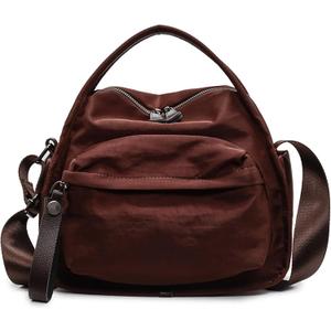 Nylon CrossBody Bag for Women Large Capacity Purse Lightweight Shoulder Handbag Casual Outdoor Commute Hobo Bags (Coffee)