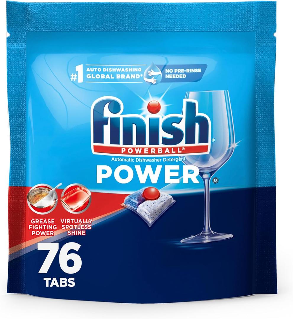 3 x Finish Power Dishwasher Pods, No Pre-Rinse Dishwasher Detergent Soap For Deep Clean & Shine with Degreasing Power, 76 Count (3 PACK)