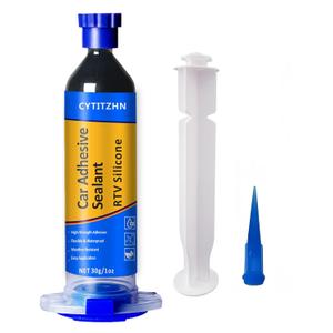 RTV Silicone Adhesive Sealant for Cars - 100% Waterproof Silicone Automotive Sealant, High Strength Flexible Crack-Proof - Black Caulk for Windshield, Door, Gasket & Trim Repair (1oz/30g)