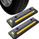 2 Pack Rubber Parking Guide Blocks Heavy Duty Wheel Stop Stoppers for Car Garage Parks Professional Grade Parking Rubber Curb w/Yellow Refective Stripes for Truck RV Trailer 21.25"(L)x5.7"(W)x3.54"(H)