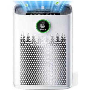 Air Purifiers for Home Large Room, Cover Up to 2400 Ft with True HEPA Filter, Smart Mode, PM2.5 Air Quality Display, 22dB Sleep Mode, Aromatherapy with 2X-Purification & 360Air Outlet, HAP603, White