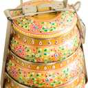 Handmade Stainless Steel Tiffin Box (Yellow, Three Tiers)