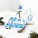 Winter Decorations Wooden Faux Book Stack Snowman Decor with Bead Garland, Winter New Year Tabletop Centerpiece Farmhouse Decor for Tirered Tray Mantel Fireplace Home Shelf Office Desk