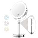 15X/1X Lighted Makeup Mirror with Magnification, 8” Rechargeable Magnifying Mirror with Lights, Adjustable Brightness Light Up Table Mirror with Adjustable Height, 360° Rotation Vanity Makeup Mirror