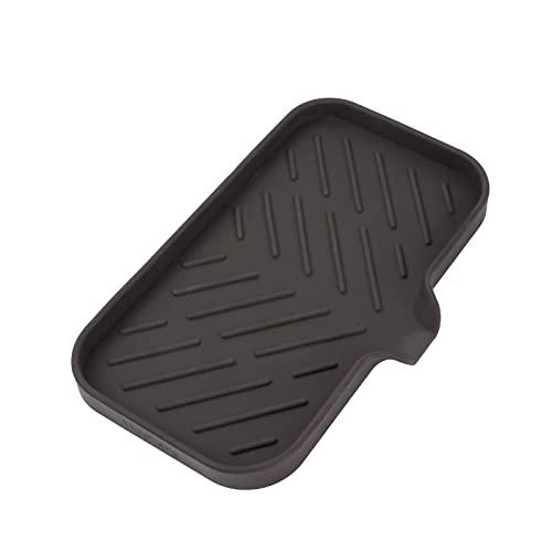 MicoYang Silicone Bathroom Soap Dishes with Drain Spout-Bathroom and Kitchen Sink Organizer,Sponge Holder,Dish Soap Tray,Perfect for Dispenser, Scrubber, Bottle, Cup on Sink or Counter-Coffee 9.6"×5.3"