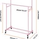 Calmootey Double Rod Clothing Garment Rack Rolling Hanging Clothes Rack, Portable Clothes Organizer for Bedroom, Living Room, Clothing Store, Pink