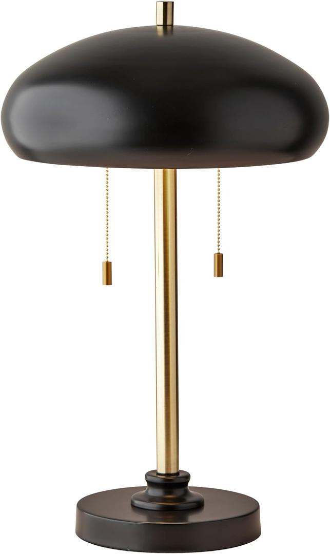 Adesso Table Lamp with Black and Antique Brass Finishes Bedside Table, Home Office Lighting or Living Room Decor, 23 x 13.75