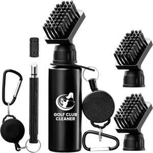 Golf Club Brush Cleaner with Golf Groove Sharpener Tool, 3 Replacement Brush Heads, 2 Retractable ClipGolf Bag Golf Accessories for Men, Golf Gifts, Golf Ball Cleaner, Golf Cleaning Kit, Golf Stuff