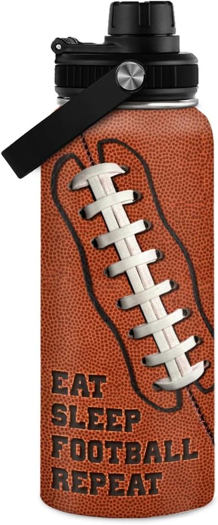 Football Water Bottle 32oz Insulated Stainless Steel Sports Bottle - Football Fans