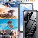 Designed for Samsung Galaxy S25 Case Waterproof, Built-in Lens & Screen Protector Military Shockproof Dropproof IP68 Underwater Full Body Phone Case for Galaxy S25 5G 6.2"-Black (2025)