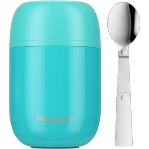 16OZ Food Container for Hot Food, Airtight Insulated Food Jar for Adult & Kids, Stainless Steel Vacuum Lunch Container, Kids Lunch Cup with Spoon, School, Office, Picnic, Outdoor, Blue (Blue)