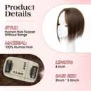Real Human Hair Topper for Women, Clip in Short 8Inch Dark Brown Hair Topper with Real Scalp, Small Lightweight Secure Hold Topper for Thinning Hair/Receding Hairline, Seamless Blend Daily Wear
