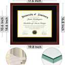 Luminary 15x18 Wood Diploma Frame with 11x14 Opening Black Mat for College Degree Certificate Document, Cherry Red Color Wooden Frame with Tempered Glass Panel for Wall Mount Display