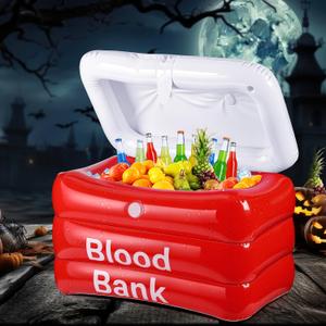 1 Pcs Halloween Inflatable Cooler Blood Bank Cooler Hospital Themed Blood Bags Container for Beverage Snacks Halloween Party Outdoor Events Zombie Vampire Party Decoration