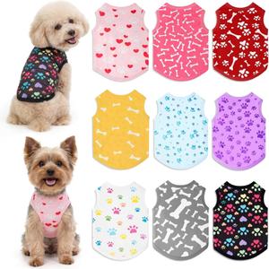 Hillban 9 Pcs Dog Shirts for Small Dogs Female Summer Colorful Sleeveless Dog T Shirts Cute Puppy Tank Top Breathable Pet Vest Stretchy Dogs Clothes for Daily Wear(Chest 15-17" Neck 11" Back 13.5")