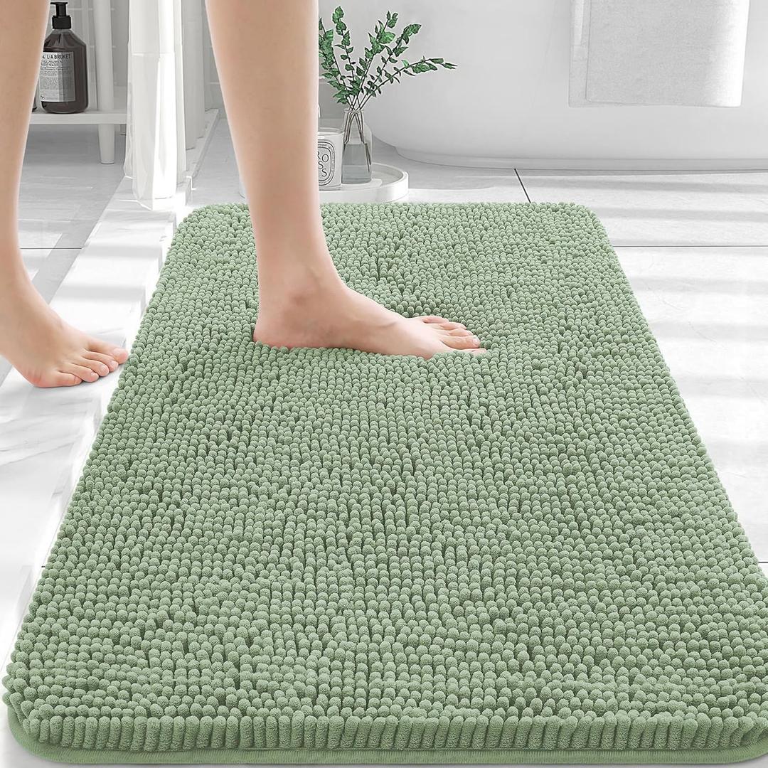 OLANLY Bathroom Rugs 30x20, Extra Soft Absorbent Chenille Bath Rugs, Rubber Backing Quick Dry, Machine Washable Bath Mats for Bathroom Floor, Tub and Shower, Home Decor Accessories, Sage Green OLANLY Bathroom Rugs 30x20, Extra Soft Absorbent Chenille Bath Rugs, Rubber Backing Quick Dry, Machine Washable Bath Mats for Bathroom Floor, Tub and Shower, Home Decor Accessories, Sage Green