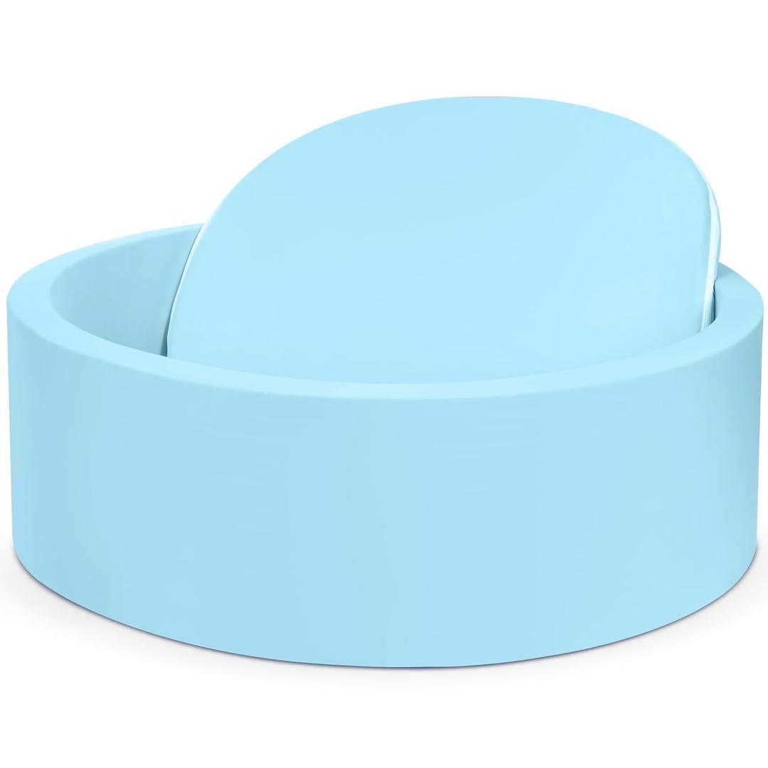 Foam Baby Ball Pit 35.4"x 11.8" for Toddlers, Soft Round Kiddie Playpen Ball Pool for Kids with Soft Memory Sponge for Babies Indoor Game(Balls not Included) Blue 35.4IN