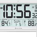 Atomic Clock Wall with Indoor/Outdoor Temp, Battery Operated Digital Wall Clock with 10.5" Large LCD Display, 330ft Range Desk Table Clock with Alarm, DST, Calendar for Living Room Bedroom, White