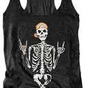 Womens Mandala Vintage Graphic Racerback Tank Tops Summer Casual Loose O-Neck Tanks Vest Vacation Classic-Fit Shirt Cami (XX-Large, Halloween-Skull-Grey)
