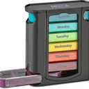Weekly Pill Organizer, 1 Dispenser, 7 Stackable Compartments Four Times-a-Day - Morning, Noon, Evening, and Bedtime, Black