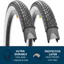 2 Pack 26" x 2.125" Inch Beach Cruiser Bike Tires with or Without Tire Levers Folding Bicycle Comfortable Replacement Tires Black Wall/White Side Wall with or Without Inner Tubes