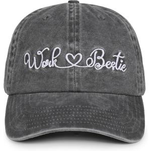 InnoBeta Work Besties Gifts Cap for Women - Adjustable Vintage Washed Cotton Embroidered Hat - Gift for Christmas, Birthday - Dark Grey
