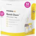 Medela Quick Clean Microwave Sterilizer Bags for Bottles and Breast Pump Parts, Reusable Up to 20 Times Per Bag, Food-Grade Material, Made Without BPA, Pack of 12