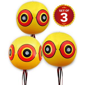 De-Bird Bird Scare Balloons - Inflatable Reflective Bird Deterrent Balloons - Pool & Boat Duck Deterrent Devices - Garden & Yard Goose Repellent Devices - Pack of 3, Neon, Plastic, Garden Style