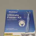 RAZOKO Flosser Kit, Shred-Resistant, Insert & Rotate 90 to 135 for Hard-to-Reach Areas, PTFE & PFAS Free, 2 Handles + 240 Refill Heads, Blue