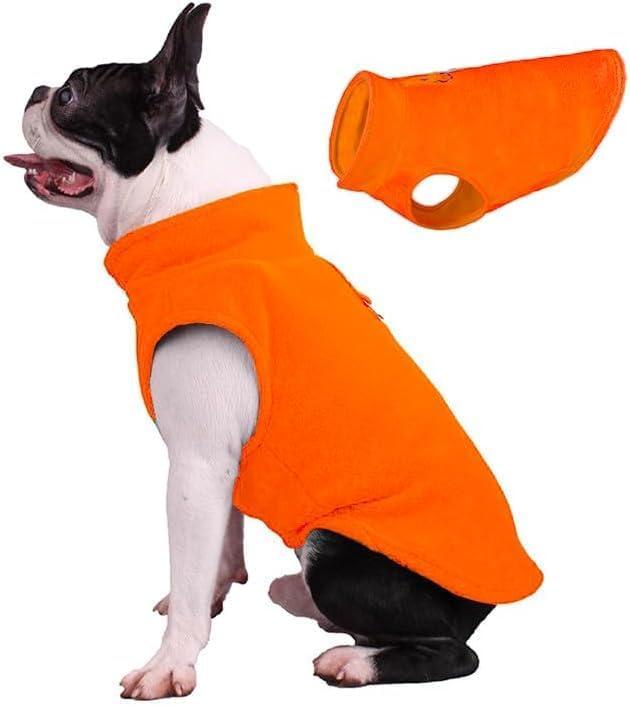 JACKO & CO - Fleece Vest Dog Sweater with Leash Ring - Soft, Warm & Lightweight Pullover Coat for Small & Medium Dogs, Puppies & Cats - Cozy Fall/Winter/Spring Pet Jacket (Orange, X-Large 17-25lbs)