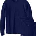Hanes Men's Essentials Long-Sleeve T-Shirt, Crewneck Cotton T-Shirts for Men, 2-Pack (Medium, Navy - 4 Pack)