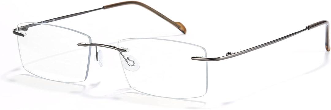 Cyxus Photochromic Blue Light Glasses for Men Women UV Protection Sunglasses Rimless Eyeglasses Ultralight Metal Square Eyewear