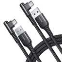 AINOPE USB C Cable Right Angle (2-Pack, 10ft+10ft) 3.1A Type C Charger Fast Charging, Resistant Nylon Braided USB A to USB C Charger Cable (Black)