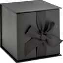 Hallmark Small Gift Box with Bow and Shredded Paper Fill (Black 4 inch Gift Box) for Weddings, Graduations, Birthdays, Father's Day, Groomsmen Gifts, All Occasion