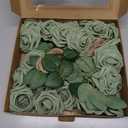 Ling's moment Artificial Flowers 25Pcs Elf Green Roses Decor w/Stems,3" DIY Foam Floral for Wedding Bouquet/Centerpieces, Outdoors Party Backdrop, Room/Table, and Garden/Pot Decorations