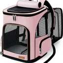 Lekereise Pet Carrier Backpack Expandable Cat Backpack for Small Dogs Cats, Dog Backpack Bag with Breathable Mesh, Pink (23.6"L x 13.4"W x 15.0"H)