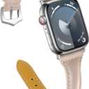 Leather Bands Compatible Apple Watch Bands For Women 38mm/40mm/41mm/42mm(series 11/10), Top Grain Leather Band Replacement Strap for iWatch Ultra SE SE2 Series 11 10 9 8 7 6 5 4 3 2 1