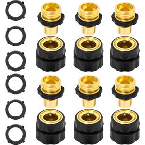 TAROSE Garden Hose Quick Connect Fittings No-Leak Water Hose Quick Connect Fittings Male and Female 3/4 Inch Garden Hose Fitting Quick Connector- 6 Set