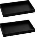 2PCS 7.87 L x 3.93 W Silicone Soap Dispenser Trays, countertop Tray for Kitchen Counter, Toilet, Small Black Tray for Scrubber, Lotion Bottles, Perfume, Jewelry, Candle, Key Trinket Ring-Black